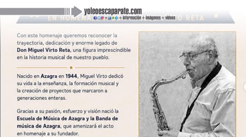 Azagra homenajeará a Miguel Virto Reta dando su nombre a la Escuela Municipal de Música