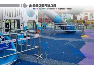 El parque infantil de la plaza Monasterio de Yuso cerrado temporalmente por vandalismo