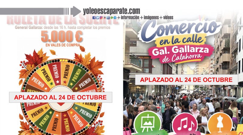 El ‘Día del Comercio en la calle’ y la ‘Ruleta de la Suerte’ se trasladan al 24 de octubre debido a la previsión de lluvias para este sábado